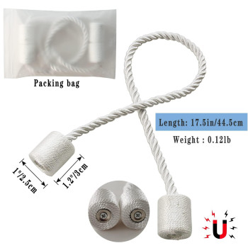 Hangtty Magnetic Curtain Tiebacks 2 Pack White Curtain Rope Tieback Curtain Holders For Drapes Modern Tie Backs Decorative Curta