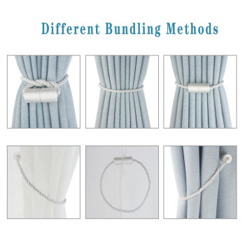 Hangtty Magnetic Curtain Tiebacks 2 Pack White Curtain Rope Tieback Curtain Holders For Drapes Modern Tie Backs Decorative Curta