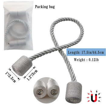 Hangtty Magnetic Curtain Tiebacks 2 Pack Grey Curtain Rope Tieback Curtain Holders For Drapes Modern Tie Backs Decorative Curtai