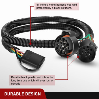 Nilight Uscar 7 Pin To 4 Pin Trailer Wiring Harness Standard 7 Way Uscar Plug Socket For Tailgate Light Bar Adapter 41 Inches Wi