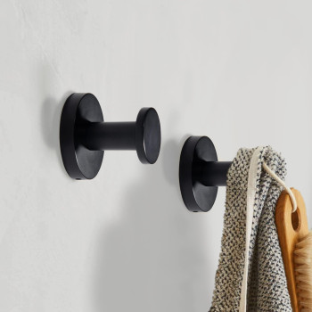 Tunny 5 Pack Round Towel Hooksmatte Black Modern Coat Hooks Shower Towel Hooks For Bathroom Kitchen Home Storage