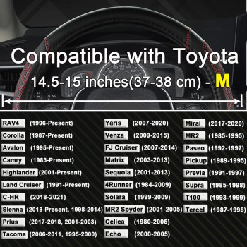 West Llama Customized Auto Car Steering Wheel Cover For Toyota Rav4 Corolla Camry Highlanderdiamond Quiltedblackredstandard