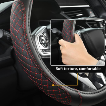 West Llama Customized Auto Car Steering Wheel Cover For Toyota Rav4 Corolla Camry Highlanderdiamond Quiltedblackredstandard