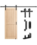 Signstek 8Ft Sliding Barn Door Hardware Kit Heavy Duty With Door Hook Adjustable Floor Guide And 2 Handles Easy To Install Sm