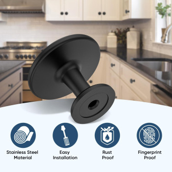 Ticonn 40Pk Cabinet Pull Knobs Round Drawer Knobs 114 Diameter Kitchen Cabinet Hardware Matte Black