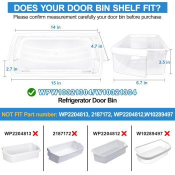 2 Pack Upgraded Wpw10321304 Refrigerator Door Shelf Bin Compatible With Whirlpool Fridge Door Shelf Replacement W10321304 Whir