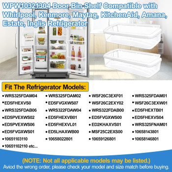 2 Pack Upgraded Wpw10321304 Refrigerator Door Shelf Bin Compatible With Whirlpool Fridge Door Shelf Replacement W10321304 Whir