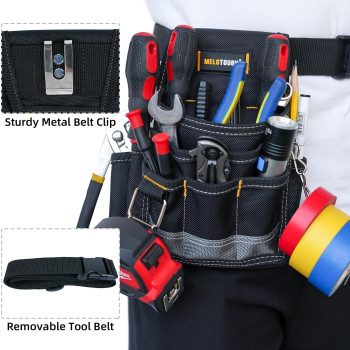 Melotough Electrician Tool Pouch Tool Belt Pouches With Belt Clip Electrical Tape Chain Multiple Pockets Tool Organizer For Te