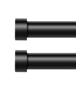 Voiiy 2 Pack Curtain Rods For Windows 18 To 45 Inch15375 Feet Black 1 Diameter Drapery Rods With End Cap Style Design Mod