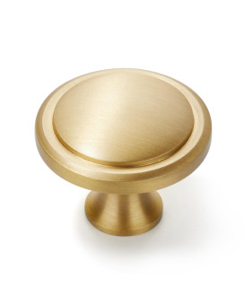 Koppalive 5Pack Solid Brass Cabinet Knobs Round Gold Knobs For Dresser Drawers Brushed Brass Dresser Drawer Pulls Handles Ha