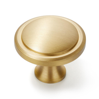 Koppalive 5Pack Solid Brass Cabinet Knobs Round Gold Knobs For Dresser Drawers Brushed Brass Dresser Drawer Pulls Handles Ha