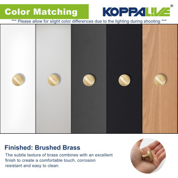 Koppalive 5Pack Solid Brass Cabinet Knobs Round Gold Knobs For Dresser Drawers Brushed Brass Dresser Drawer Pulls Handles Ha