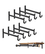 Ovov Shelf Bracket With Rod Holder 8 Pack Closet Shelf Rod Brackets 12 Inch Black Heavy Duty Closet Rod Bracket