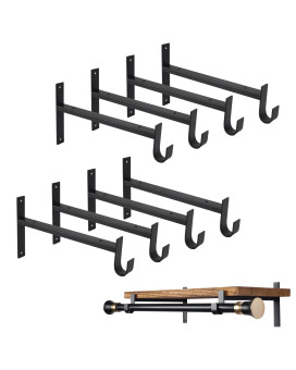 Ovov Shelf Bracket With Rod Holder 8 Pack Closet Shelf Rod Brackets 12 Inch Black Heavy Duty Closet Rod Bracket