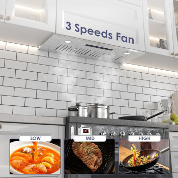 Soonye Range Hood 30 Inch Insert Range Hood 600 Cfm Kitchen Vent Stove Hood With 3 Speed Gestures Sensor Touch Control With Rem