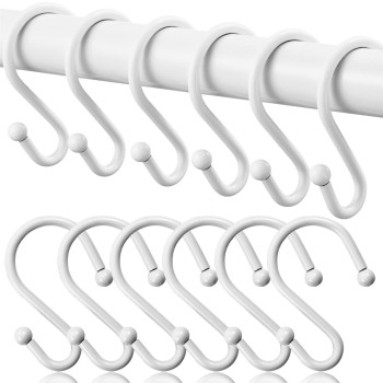 Bellrhein Shower Curtain Hooks Metal Shower Hooks For Shower Curtain Rod Rust Proof Metal Shower Curtain Rings S Hook Set Of