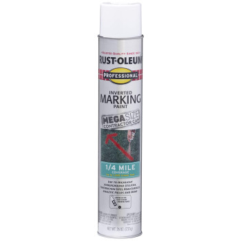 Rustoleum 350997 Professional Mega Size Inverted Marking Quarter Mile Distance Spray Paint 26 Oz White