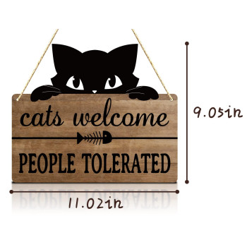 Cats Welcome People Tolerated Cat Lover Gifts For Women Cat Gift For Pet Shop Home Decor Cat Mom Pvc Hanging Cat Wall D Cor