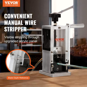 Vevor Manual Wire Stripping Machine 006098 Copper Stripper With Hand Crank Or Drill Powered Visible Stripping Depth Ref