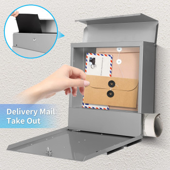 Xhlokk Wall Mount Mailboxes For Outside Key Lock Wall Mount Mailboxes Stainless Steel Rust Resistant Large Capacity House Mail