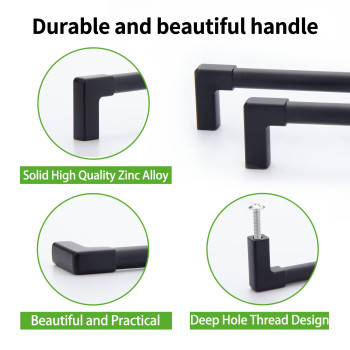 Tunny 10 Pack Classic Solid Cabinet Handles63160Mm Screw Spacing Matte Black Furniture Hardware Handles For Bathroom Dresse