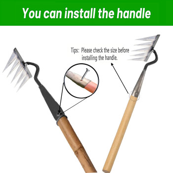 Garden Rake Gardening Tools Heavy Duty Rake With 5 Metal Tines Sharp Durable Garden Weeding Tools All Steel Hardened Hoe Garde