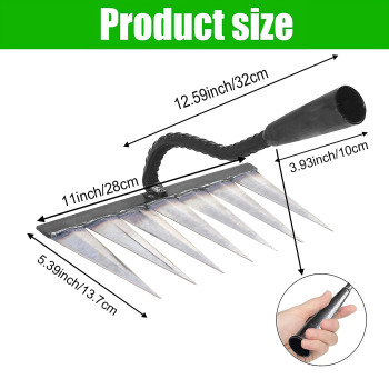 Garden Rake Gardening Tools Heavy Duty Rake With 7 Metal Tines Sharp Durable Garden Weeding Tools All Steel Hardened Hoe Garde