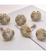 Indian Shelf 6 Piece Premium Mother Of Pearl Gold Drawer Knobs Decorative Gold Embroidered Kitchen Cabinet Handles Unique Dresse