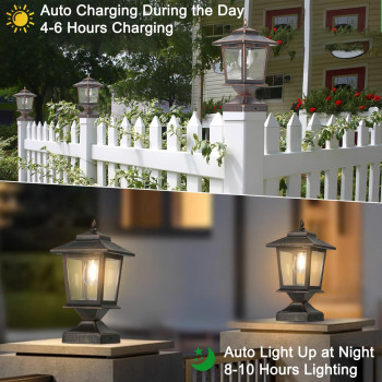 Solar Post Cap Lights Waterproof Solar Outdoor Light For 4X4 Wooden Posts Solar Lights With Glass Shade For Deck Fence Patio Po