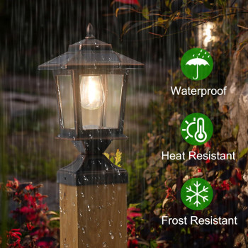 Solar Post Cap Lights Waterproof Solar Outdoor Light For 4X4 Wooden Posts Solar Lights With Glass Shade For Deck Fence Patio Po