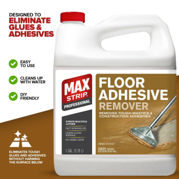 Max Strip Floor Adhesive Remover 1 Gallon Professional Fast Working Gel Strips Multiple Layers Removes Tough Mastics And C