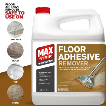 Max Strip Floor Adhesive Remover 1 Gallon Professional Fast Working Gel Strips Multiple Layers Removes Tough Mastics And C