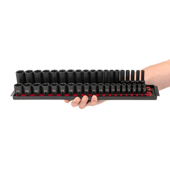 Tekton 38 Inch Drive 6Point Impact Socket Set With Rails 68Piece 141 In 624 Mm Sid91218