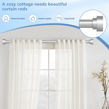 Silver Curtain Rods For Windows 48 To 84 Inch47Ft 1 Inch Diameter Heavy Duty Curtain Rods Adjustable Curtain Rod Modern Decor