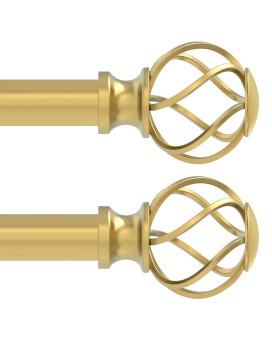 Voiiy 2 Pack Curtain Rods For Windows 18 To 45 Inch15375 Feet 34 Diameter Gold Drapery Rods With Twisted Cage Finials Si