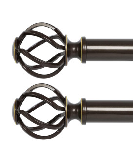 Voiiy 2 Pack Curtain Rods For Windows 18 To 45 Inch15375 Feet 34 Diameter Bronze Drapery Rods With Twisted Cage Finials