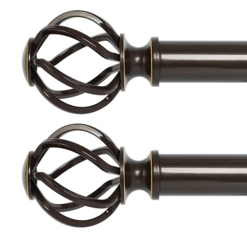 Voiiy 2 Pack Curtain Rods For Windows 18 To 45 Inch15375 Feet 34 Diameter Bronze Drapery Rods With Twisted Cage Finials