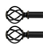 Voiiy 2 Pack Curtain Rods For Windows 48 To 84 Inch47 Feet 34 Diameter Black Drapery Rods With Twisted Cage Finials Size3