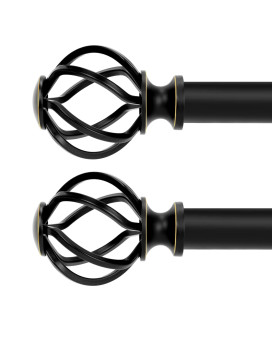 Voiiy 2 Pack Curtain Rods For Windows 48 To 84 Inch47 Feet 34 Diameter Black Drapery Rods With Twisted Cage Finials Size3