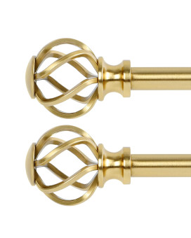 Voiiy 2 Pack Curtain Rods For Windows 48 To 84 Inch47 Feet 34 Diameter Gold Drapery Rods With Twisted Cage Finials Size36