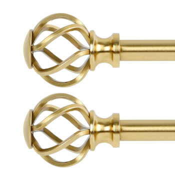 Voiiy 2 Pack Curtain Rods For Windows 48 To 84 Inch47 Feet 34 Diameter Gold Drapery Rods With Twisted Cage Finials Size36