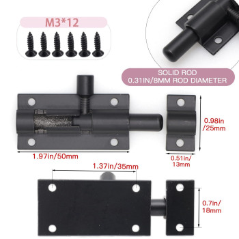 Joyangy 2 Inch Black Slide Barrel Bolt Latch Aluminum Alloy Slide Door Latch Lock Heavy Duty Gate Sliding Bolt Latch Lock For