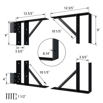 Jubest Heavy Duty Gate Corner Brace Bracket Anti Sag Gate Kit Adjustable Gate Hardware For Wooden Fence Driveway Corral Gates