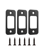 Deadbolt Strike Plate Door Backplate 1 X 214 Round Corner Matte Black With Screws 138 3 Pack