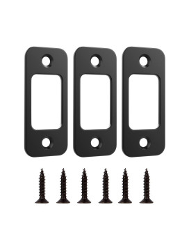 Deadbolt Strike Plate Door Backplate 1 X 214 Round Corner Matte Black With Screws 138 3 Pack