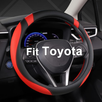 West Llama Customized Auto Car Steering Wheel Cover For Toyota Tacoma 4Runner Tundra Sequoia 15516 Inch Blackredlarge Size