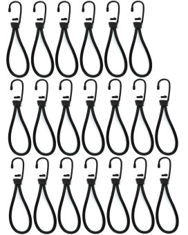 20 Pack Bungee Cords Heavy Duty Outdoor By Garloy Mini Bungee Cords With Hooks In 8Inch Length Black Durable Rubber Canopy Tents