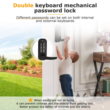 Double Sided Keyless Door Lock With Handle Double Keypad Door Lock Mechanical Keypad Door Lock Stainless Steel Sunscreen Waterp