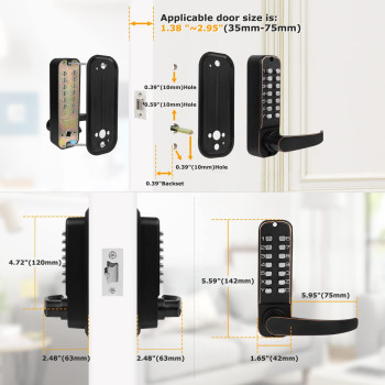 Double Sided Keyless Door Lock With Handle Double Keypad Door Lock Mechanical Keypad Door Lock Stainless Steel Sunscreen Waterp