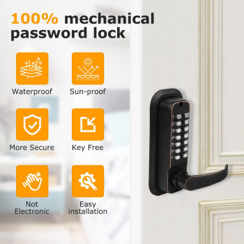 Double Sided Keyless Door Lock With Handle Double Keypad Door Lock Mechanical Keypad Door Lock Stainless Steel Sunscreen Waterp